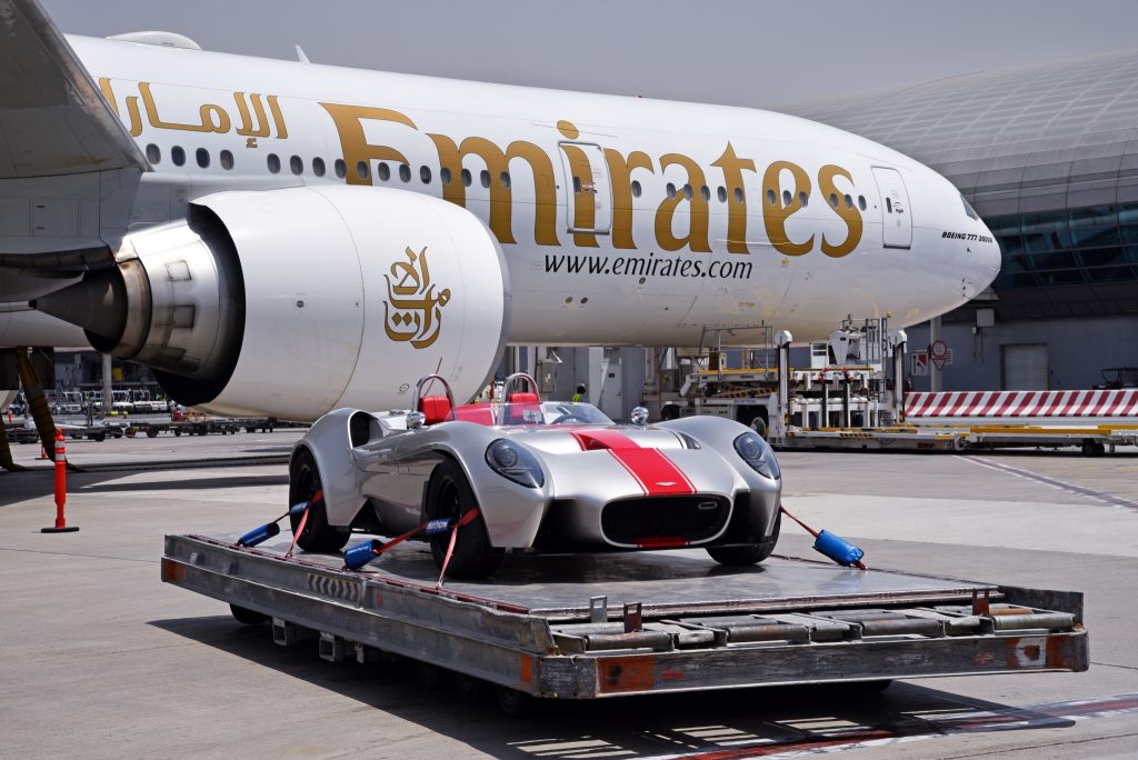 The Jannarelly Design 1 was transported from Dubai by Emirates SkyCargo