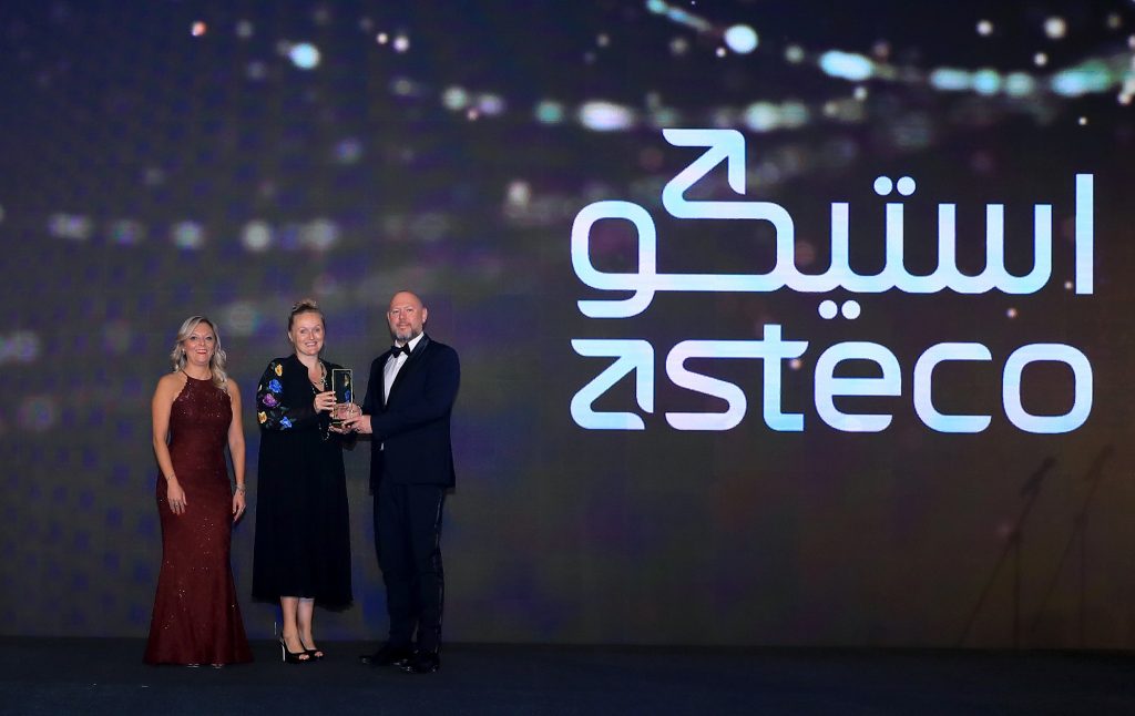 Astecos Team Receiving the ‘Best Real Estate Management Consultancy of the Year award at the IRECMS Awards 2023