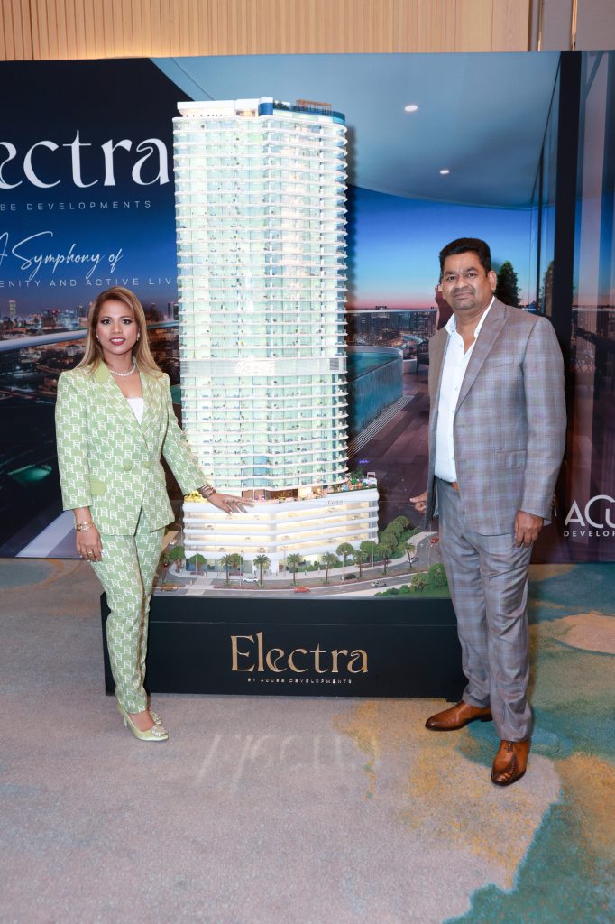 Mr Ramjee Iyer Chairman Managing Director Acube developments along with Mrs Archana Iyer Director Design Acube Developments during the launch of Electra