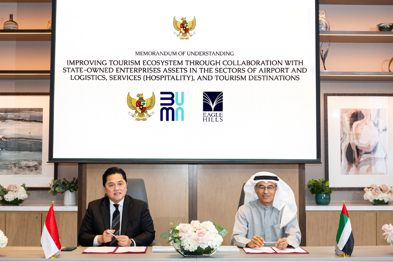 Kementerian Badan Usaha Milik Negara Indonesia dan Perusahaan Real Estate Eagle Hills dari UEA menandatangani perjanjian pengembangan pariwisata senilai  miliar