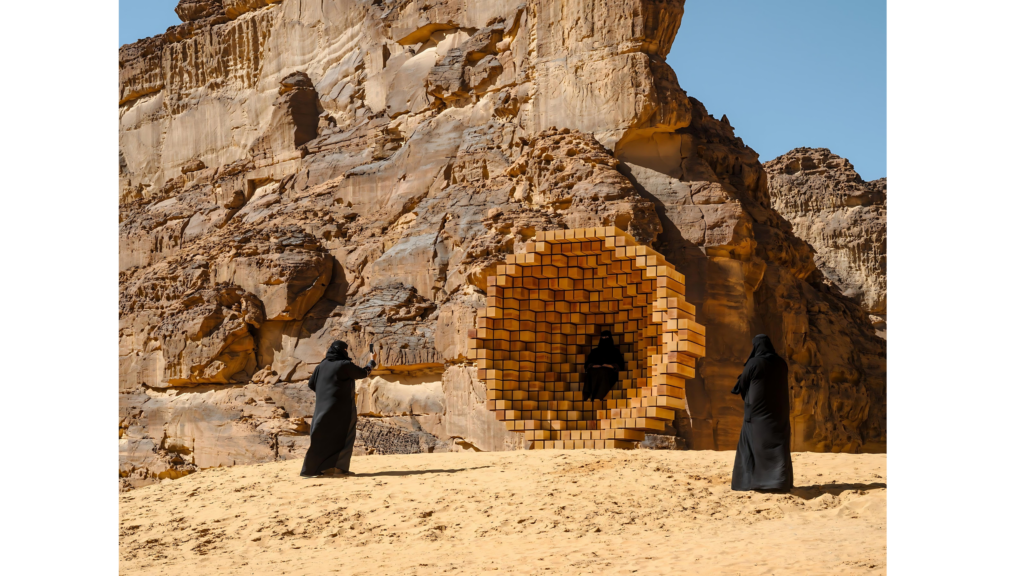 An artistic intervention to the natural landscape Dana Awartani Where the Dwellers Lay Desert X AlUla 2022