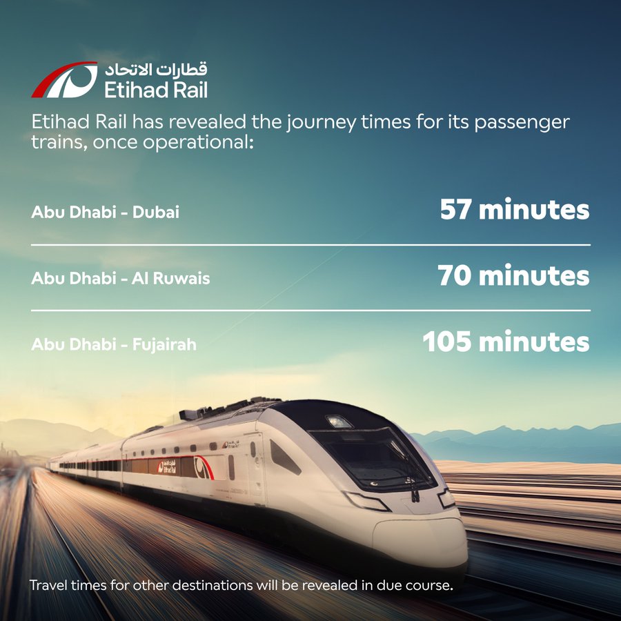 Etihad Rail Links Dubai and Abu Dhabi In 57 Minutes