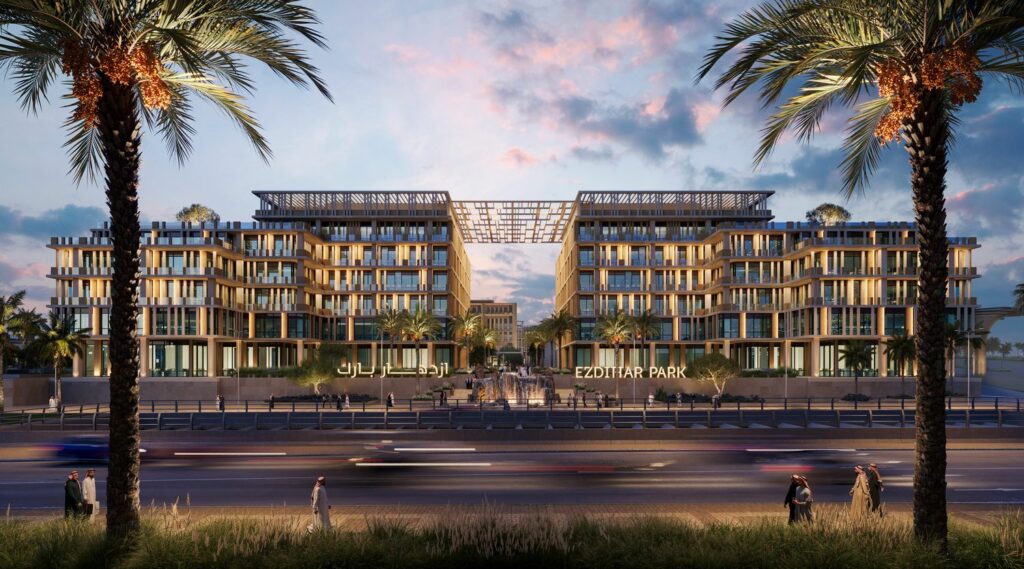 Ezdihar Park is strategically designed to address this demand, offering over 100,000 square meters (sqm) of leasable office space complemented by 70,000 sqm of landscaped surroundings across 23 architecturally distinct buildings